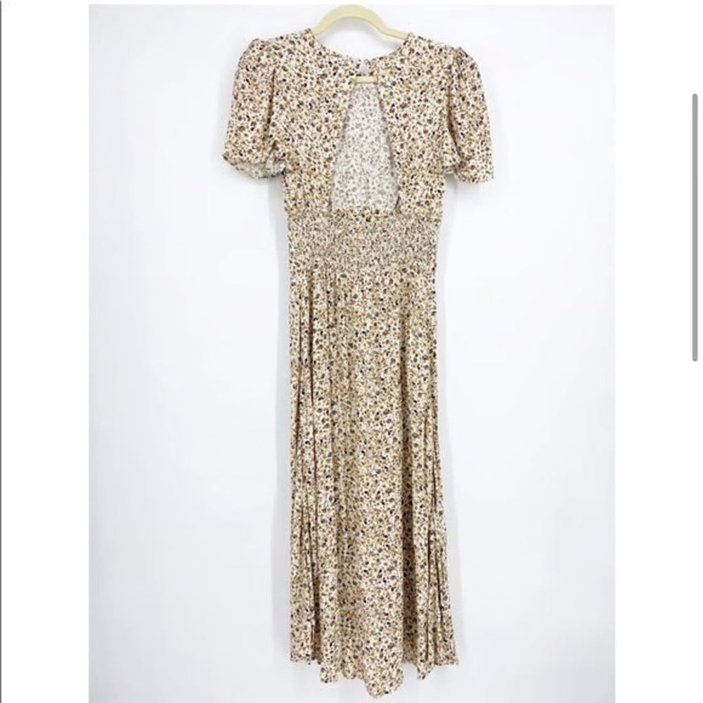 AFRM Jamie Floral Print Open Back Puff Sleeve Midi Dress Cottage Prairie Medium - Picture 7 of 9